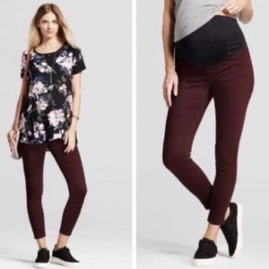 Ingrid Isabel Maternity Corduroy Crossover Panel Skinny Burgundy Pants Sz 8/29R